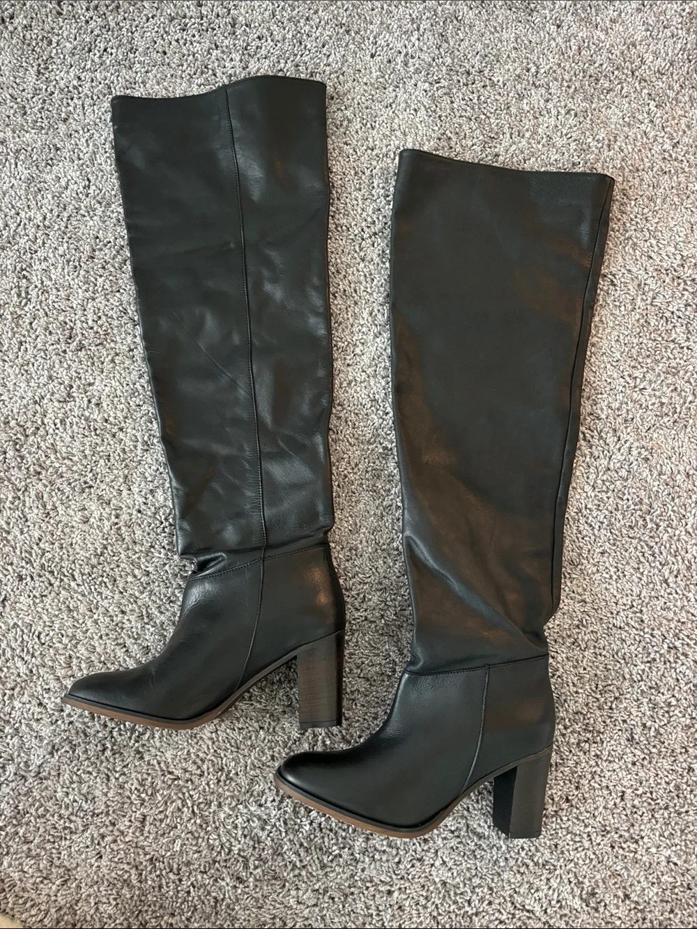Free People Black Over-the-Knee Block Heel Boots NEVER WORN